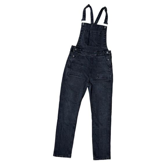 BRANDY MELVILLE Uma Slim Fit Cross Strap Overalls Washed Denim Black Size M - Picture 2 of 8
